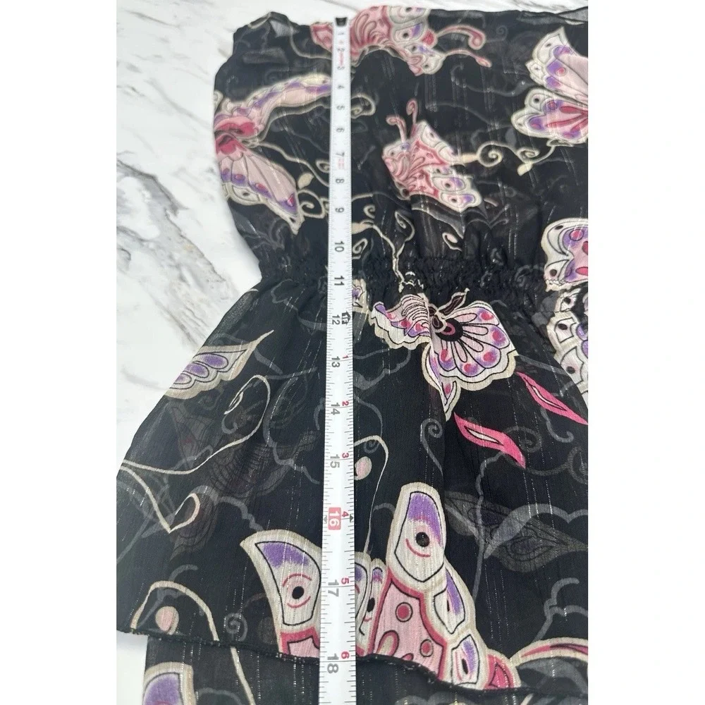 Y2K Mary Kate and Ashley Blouse Sheer Butterfly‎ Juniors Small (6/6x) Sequins